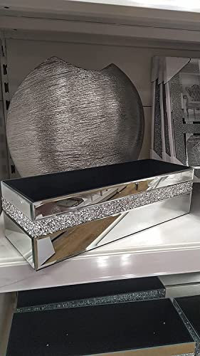 Deenz New Crushed Diamond Crystal Bling Mirrored Tray Storage Box Harper Gem Storage Tray