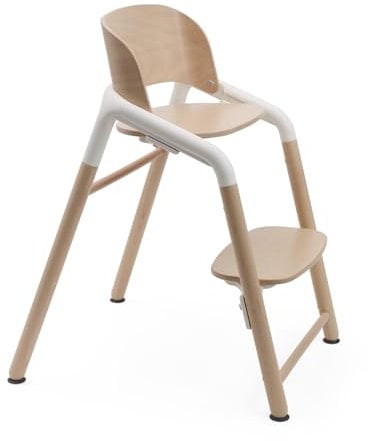 Bugaboo Giraffe Hochstuhl aus Holz, Schnell verstellbar, Einfach zu reinigen, Sicheres und stabiles Design, Verwendbar ab der Geburt mit dem Set für Neugeborene (separat erhältlich), Natur/Weiß