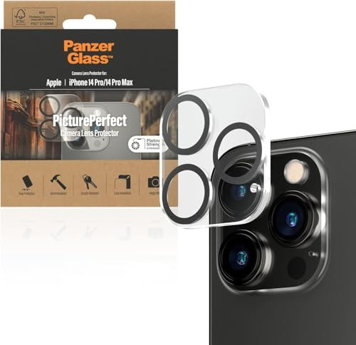 PanzerGlass™ Picture Perfect Kameraschutz für iPhone 14 Pro und 14 Pro Max - kratzfester iPhone Objektivschutz aus gehärtetem Glas, Ultra klar und Anti-Fingerprint bei voller Bildqualität