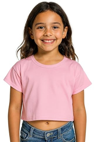 A2Z 4 Kids Girls Crop Top Plain T Shirt Casual Summer Outfit Set | Soft Comfortable Cotton Crop Top for Everyday Summer Wear Ages 5-13