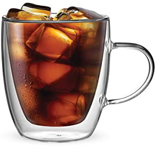 Bialetti Set 2 Verre Double Wall Capri, 350ml, Isolation Thermique, Verre Borosilicaté