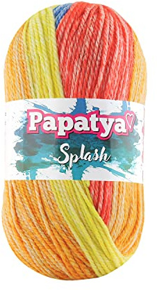 Rainbow Multicoloured Aran Weight Yarn 100g Ball Papatya Splash Shade 04