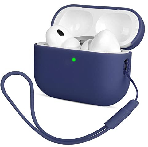 Kompatibel mit Airpods Pro 2 Generation Hülle 2022, Mocarheri Ultra-dünnes, Silikon Stoßfeste Weiches Schutzhülle für Airpods Pro 2, Voller Schutz für Airpods Pro 2 Case Cover (Dunkelblau)