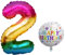 Luftballon 2. Geburtstag • XXL Riesen Folienballon SET • 101cm + 45 cm Ballon + 5M Deko Band • Folienballon 2 • Helium geeignet • Wiederverwendbar • Geburtstagsdeko Jungen Mädchen Ballon Zahl Ballon 2
