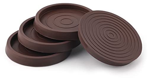 SAVITA 4PCS Furniture Caster Cups, 2.5inch Round Furniture Coasters Rubber Furniture Feet Chair Leg Caps Non Slip Furniture Pads Floor Protectors for Bed Cabinet Sofa Chair Table Piano (Brown)