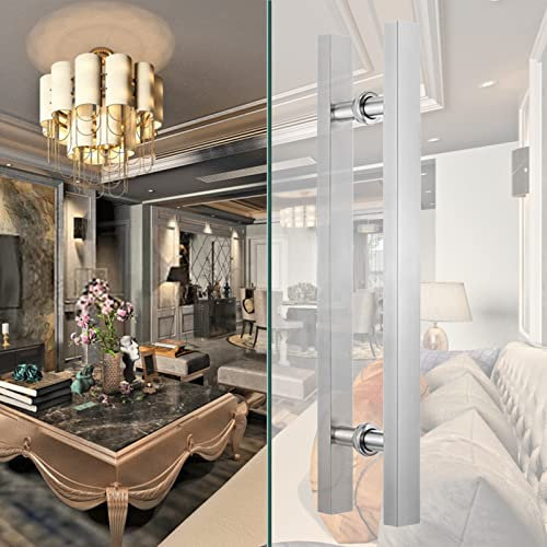 Ensemble de poignées de porte coulissante pour intérieur et extérieur - Poignée de porte coulissante carrée en forme de H - 120 cm - Noir mat - 120 cm