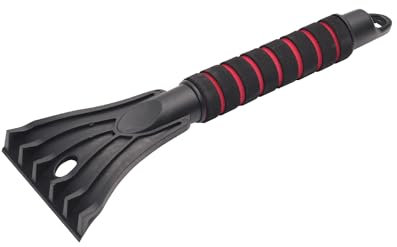 ToM PaR Rascador Coche | Rasqueta Hielo Parabrisas | para Capa de Hielo y Escarcha | Ergonómico, Agarre Suave | No Raya Cristales ni carrocería | Resistente a la Temperatura | Longitud: 30 cm | Roja