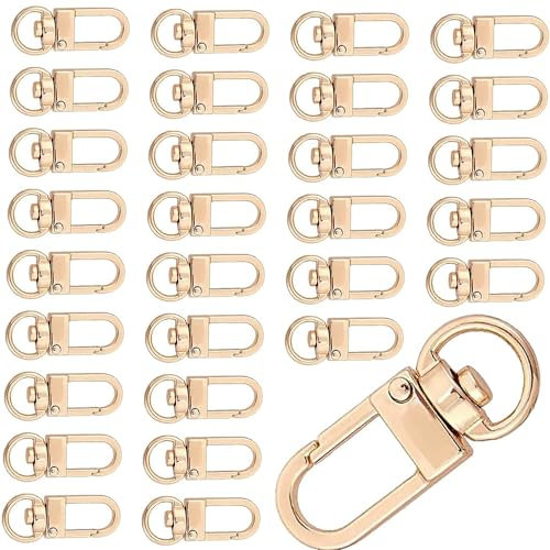 Gancio Girevole Portachiavi 30 Pezzi Ganci Twist Lock Ganci A Scatto Moschettoni Borse Per Portachiavi, Guinzagli Cani, Appendere, Bagagli Decorazioni(Oro)