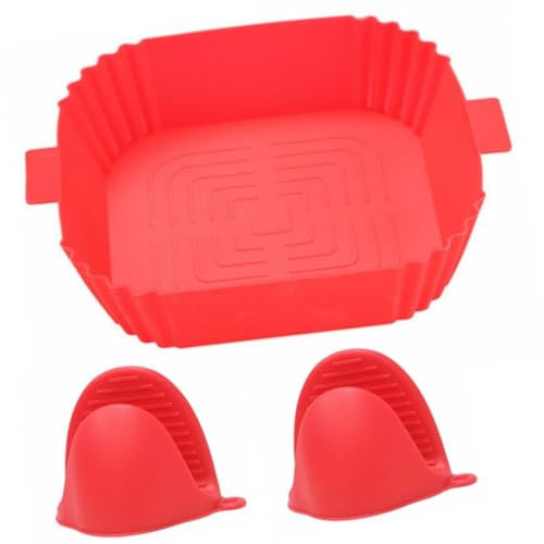 GuiLuc Molde Silicona Freidora De Aire,Accesorios Freidora Sin Aceite,Manoplas Silicona,Moldes Para Freidora De Aire De 20Cm, Compatible Cecotec, Air Fryer Accessories, Bandeja Silicona freidora aire