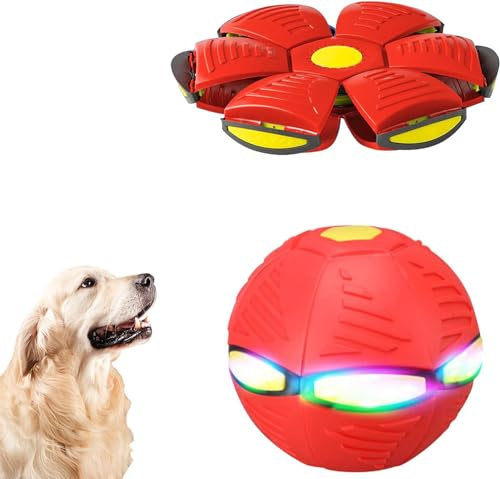 Usper Bola de platillo volador para mascotas, bola de platillo volador para perro, juguetes voladores portátiles, bolas de entrenamiento para perros resistentes a las mordeduras, bola de juguete