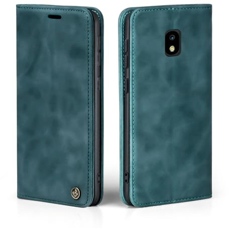 LBH Handyhülle für Samsung Galaxy J5 (2017) in Petrol Blau mit Karten- und Geldfach Smartphone Hülle mit Standfunktion Flip Case Schutzhülle Magnetverschluss Vintage