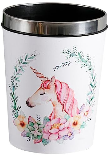 LABRIMP Papelera Redonda con Forma de Unicornio Y Aro de Presión para de Niños Y Niñas
