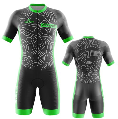 Herren Fahrrad Skinsuit,Triathlon Anzug Herren Herren Radsportanzug gepolstert einteilig Trisuit Bike Top Short Trisuit Einteiler für Wettkampf Mit 9D-Kissen Run, Cycle, Swim (Type-4,3XL)