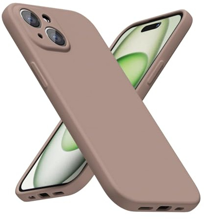 LoeoeL for iPhone 15 Phone Case Silicone, Minimalist Ultra Thin Slim Soft Rubber Gel Solid Color Matte TPU Cute Case for Women Men, Girly Plain Aesthetic Design & Camera Cover Protection, Brown Fall