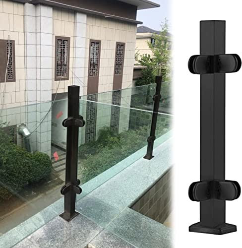 Balustradenpfosten, Balustradenpfosten aus schwarzem Glas, Edelstahl 304, Sicherheits-Handlauf-Verbindungssystem, Innen- und Außendeck, Treppen, Zaunpaneele, Säule (Farbe: Farbe Grau, Größe: Höhe 14