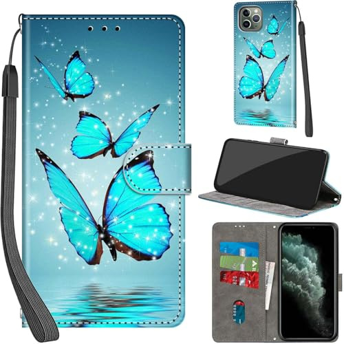 PHINIENLAND Wallet Flip Case for iPhone 11 Pro Leather Butterfly | 3 Card Slots & 1 Cash Pocket, Magnetic Closure, Kickstand, Premium PU Leather flip cover for iPhone 11 Pro