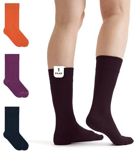 von Jungfeld - 1 Paar Herren Socken aus Bio-Baumwolle - Strumpf Herrensocken in Gr. 39-42 Plum Purple