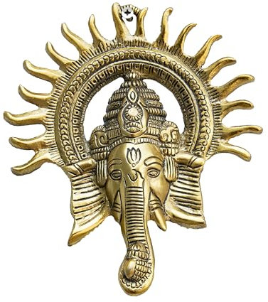 Wonder Care Ganesha-Statue mit tollen Details in elfenbeinfarbenem Antik-Finish – Ganesha-Idol für Auto, Heimdekoration, Mandir, Geschenk, Hindu-Gott-Idol (Wall_Ganesha)