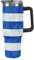 Vaso aislado de acero inoxidable con diseño de cachemira de la bandera de Uruguay de 40 onzas, taza de viaje aislada al vacío de gran capacidad con asa de popote
