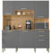ACTUAL DIFFUSION Buffet de Cuisine 6 Portes 2 Tiroirs Chêne et Gris L 180.2 H 198 P 38.8 cm