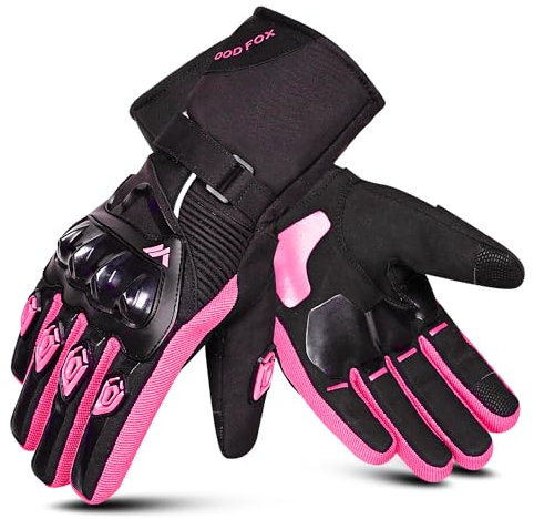 WESTWOOD FOX Winter-Motorradhandschuhe für Männer und Frauen, wasserdichte Motorradhandschuhe, Touchscreen, leichte, warme Schutzhandschuhe für BMX, ATV, UTV, Mountainbiking (Rosa, XL)