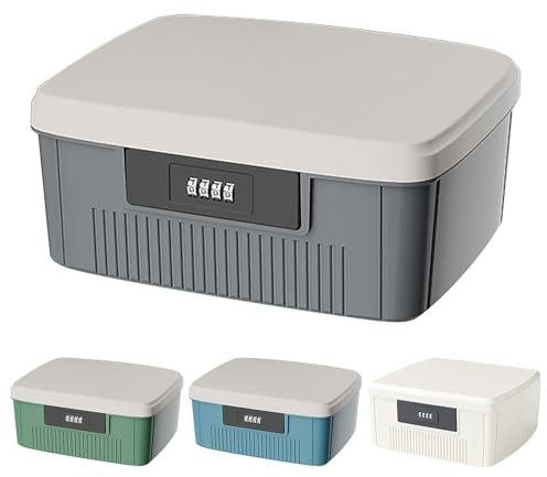 Aartner Scatola richiudibile, 25 x 20 x 10 cm, in ABS con serratura a combinazione, scatola medica a doppio strato, grande valigetta medica con divisorio e lucchetto a combinazione (grigio)