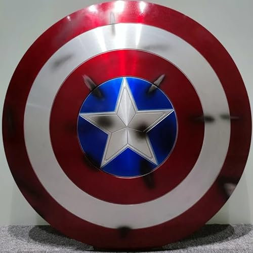 Captain America Schild – Metallrequisite Replik – Maßstab 1:1 Vollgröße, massives Metallschild, Cosplay-Requisite, Nachbildung, roter Schild