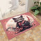 FACADUP Anime Cat Small Rugs 60x110cm Door Mat Japanese Pink Flower Warrior Cat Carpet Machine Washable Soft Low Pile Carpet for Kitchen Laundry Room Bathroom Entryway