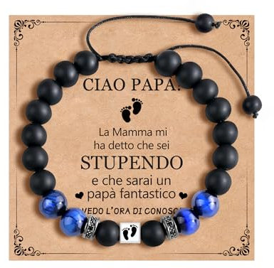 YELUWA Bracelet Futur Papa – Cadeau Futur Papa Idée Cadeau Annonce Grossesse Original Cadeaux Pere Homme Enceinte Naissance Bébé Fête Des Pères Noël 30-50 Ans Anniversaire Cadeaux Bracelet Homme IT