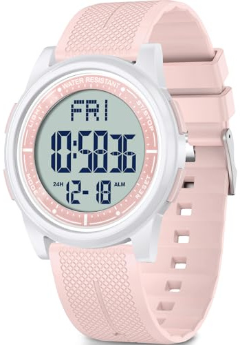WIFORT Montre Digitale Étanche Hommes Femmes avec Chronomètre Compte à Rebours Alarme Format 12/24 Heures, Montre Sport Ultra-Léger avec Affichage Grand Angle