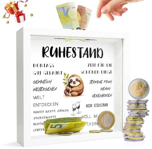 Rentner Geschenk Spardose Geldgeschenk Verpackung - Geschenke für Renteneintritt 3D Bilderrahmen zum Befüllen Geschenke zur Oma Opa Rente Ruhestand Pension Abschiedsgeschenk Kollegen Abschied Kollegin