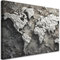Feeby - Tableau sur Toile - Decoration Murale Peinture - Carte du monde grise 3D - 120x80 1partie - Chambre Toiles Intissé - Tableaux chambre à coucher - Decoration Chambre