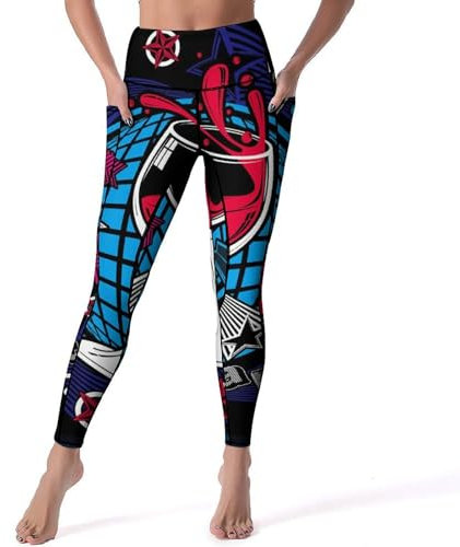 Verre À Vin Rouge Legging Femmes Pantalon De Sport Yoga Taille Haute Leggings pour Fitness Gym Jogging XL