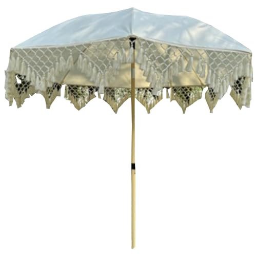 JTPMYFT Outdoor Tassel Parasol, Outdoor Patio Umbrella With Knob Tilt, Windproof Portable Beach Umbrella UPF50 Tassel Parasol For Pool, Backyard, Patio, Garden