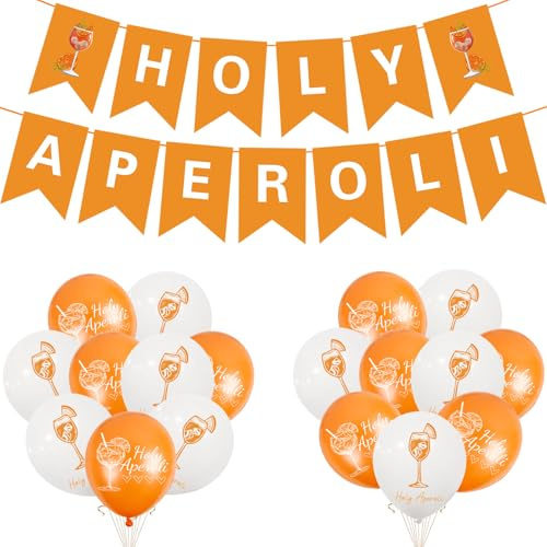 Aperol Deko Orange Deko, Aperol Girlande Banner Ballons, Glitzer Wand Deko für Geburtstag JGA Sommer Strandparty Junggesellenabschied Fasching Karneval Weihnachten