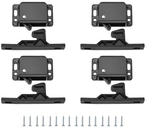 4 Pack RV Drawer Latches and Catches Cabinet Lock, Cupboard Lock, Closure for Campervan, Furniture, Wardrobe, Drawer, Black