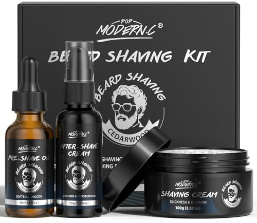 3-teiliges Rasierset für Männer – Geschenkkorb für Weihnachten, Geburtstag, Valentinstag, Vatertag – Rasierset für Männer, Vater, Ehemann, Freund, inklusive Rasiercreme, Rasieröl, Aftershave-Creme
