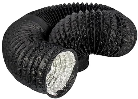 Black Combi-Ducting 5 Metre – Flexible Aluminium PVC Air Vent Hose | 4, 5, 6, 8, 10, 12 Ventilation Ducting for Extractor Fans, Tumble Dryers, Hydroponic Grow Tents (6 Inch - 5 Metres)