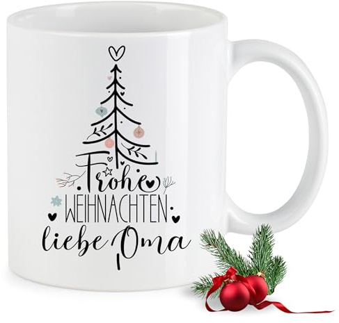 GRAZDesign Weihnachtstasse liebe Oma 330 ml – Keramiktasse mit Weihnachtsmotiv – Frohe Weihnachten Tasse für Oma – Geschenkidee Weihnachten – Kaffeebecher Winter