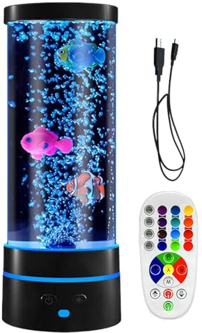 Sensorisches Aquarium-LED-Licht – 11,2 x 11,2 x 29 cm, Fernbedienung, beruhigend, Blasenlampe mit beruhigender Wirkung, 17 Farbwechsel-Aquarium-Turm, vielseitige Kinderzimmer-Wohnzimmer-Atmosphäre | f