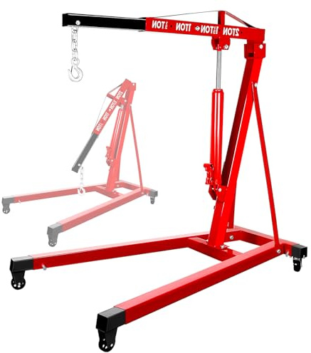 Palan à moteur pliable de 2 903 kg, grue d'atelier de 3 tonnes, levage de moteur hydraulique en alliage d'acier allié robuste avec pompe de 8 tonnes, 4 roulettes et attelage de perche télescopique