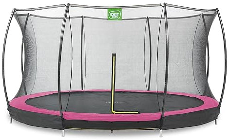EXIT Toys Silhouette Bodentrampolin - ø427cm - Großes Rundes Inground Gartentrampolin Outdoor für Kinder - Mit Sicherheitsnetz und Fußschutzsystem - Sicherer Einstieg - Gute Sprungkraft - Rosa
