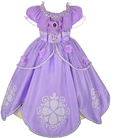 Lito Angels Fille Princesse Sofia Robe Costume Déguisement Anniversaire Fête Halloween Noël Partie Carnaval Cosplay ,3-4 ans,Violet,110