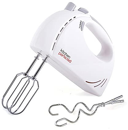 KitchenPerfected 200w Hand Whisk - 5 Speed Selection - Turbo Function - 2 Beater Attachments - 2 Hook Attachments - Eject Button -White - E5433WH