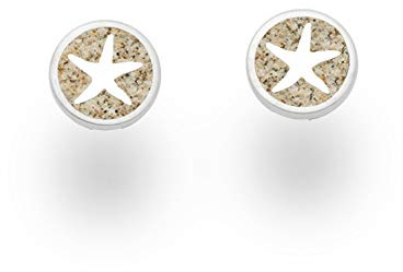 DUR Ohrstecker Traum aus 925 Sterling Silber mit Sand veredelt, Beige, 8mm, O5057