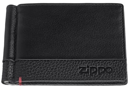 Zippo Geldbörse - Leder - Schwarz - Portemonnaie für Damen und Herren - Portmonee mit RFID-Schutz - Geldclip - Ideal für Karten und Scheine