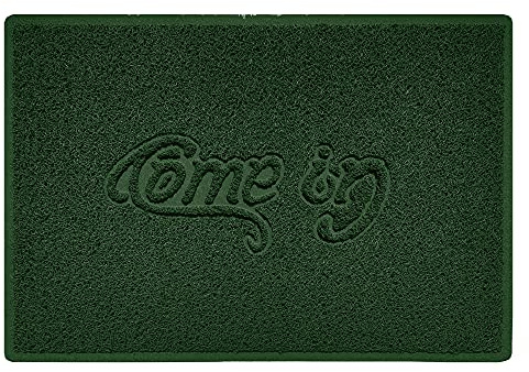 Nicoman COME-IN Embossed Shape Door Mat Dirt-Trapper Washable Barrier Doormat-(Use Indoor or Sheltered Outdoor)-(90x60cm/3x2ft,Large) Green