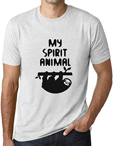 Camiseta Estampada para Hombre El Perezoso Es Mi Animal Espiritual – Sloth Is My Spirit Animal – T-Shirt Vintage Manga Corta Regalo Original Cumpleaños Diseño Gráfico Moda Ash XXL