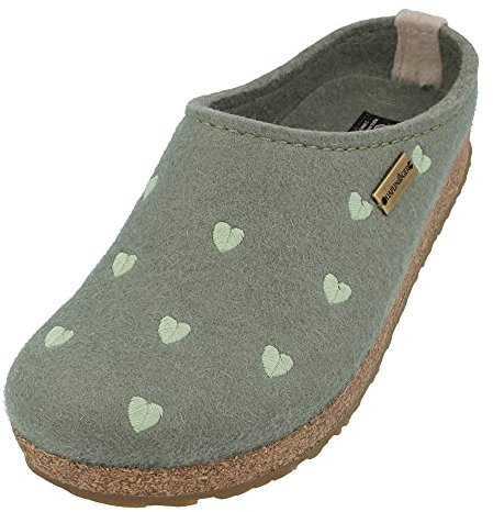 HAFLINGER Grizzly Cuoricini Filzpantoffel Herz Hausschuh Kork (Kiwi 92), Gr 40