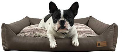 Hundebett Emma aus Kunstleder mit ortopädischen Innenkissen, pflegeleicht und waschbar (M 70x90cm)